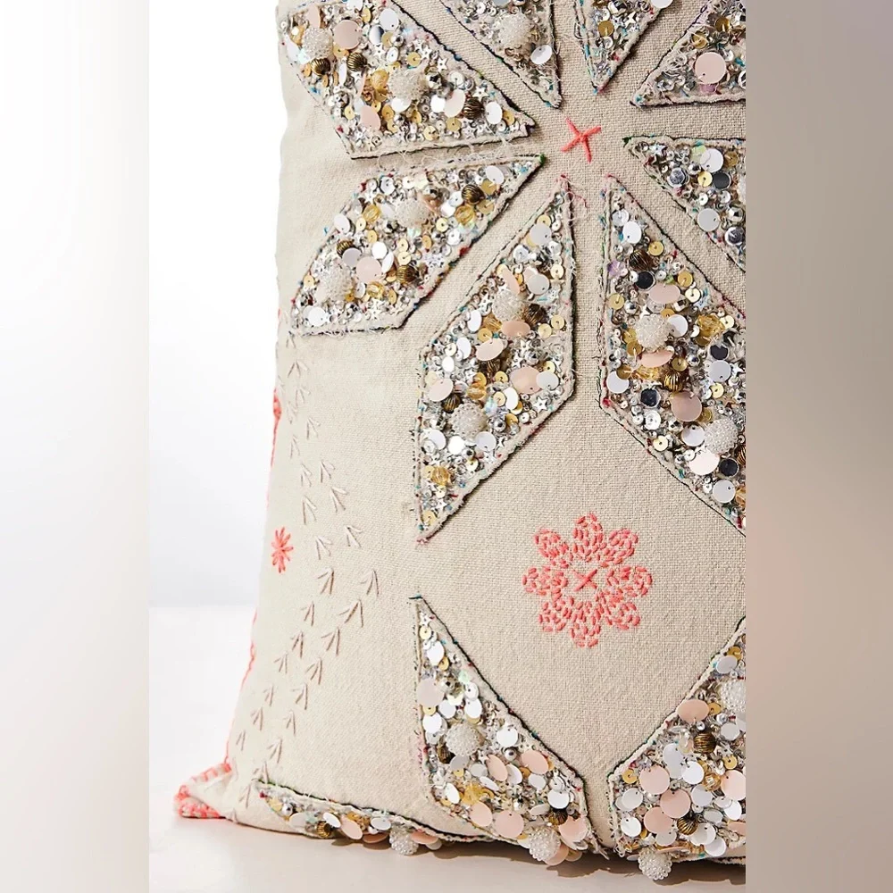 New FP One by Free People Perfect Present Beaded Gift Sack Pillow Sham